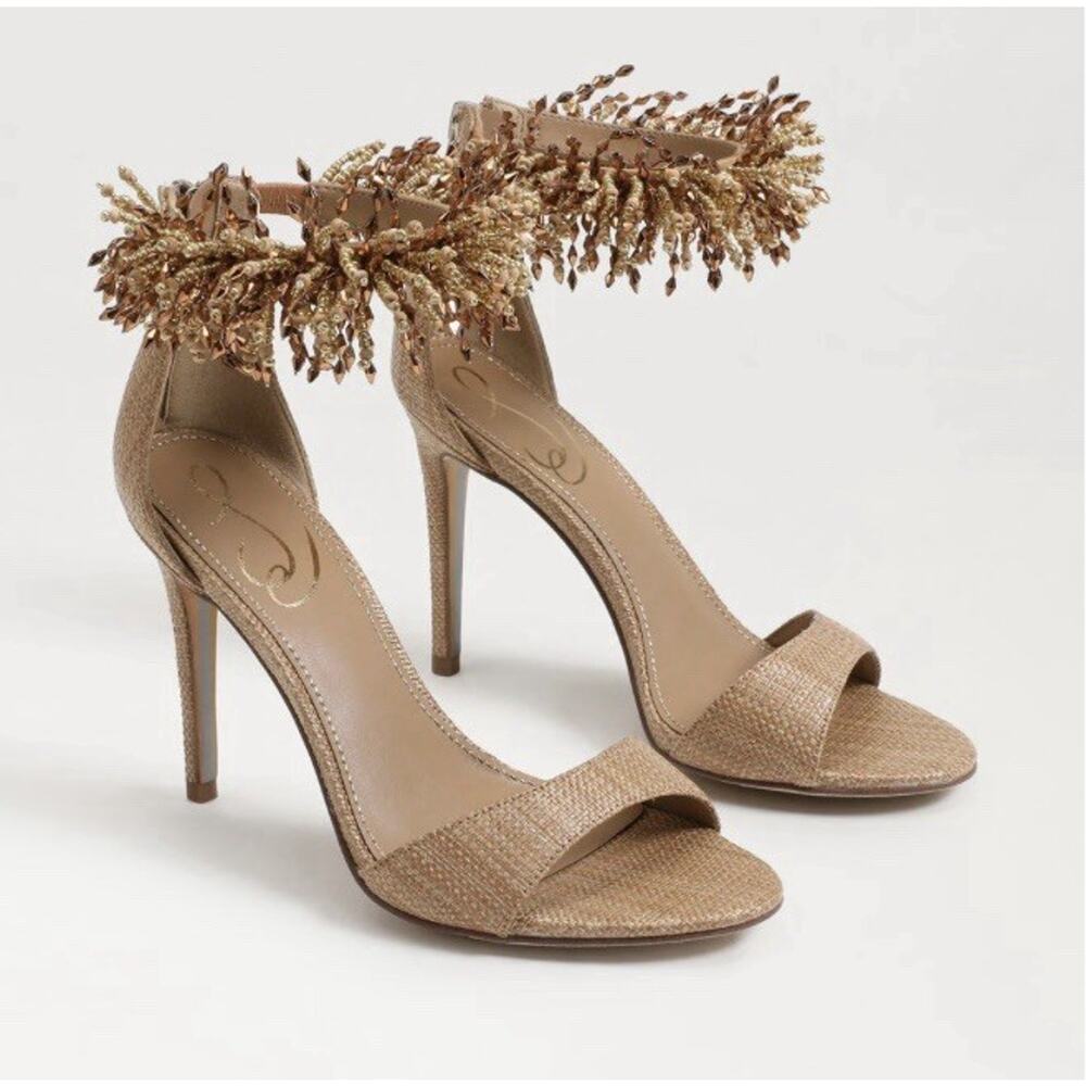 Sam Edelman Womens Gillie Beaded Ankle Strap Evening Heels Sandals NIB Size 9